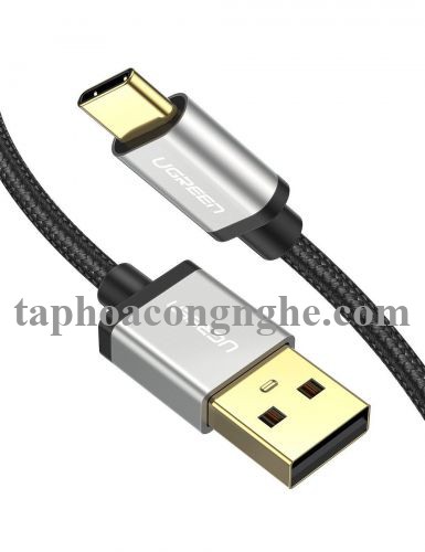 Ugreen 60481 0.5M màu đen cáp USB type C hỗ trợ sạc nhanh đầu mạ vàng 24k US174 30060481